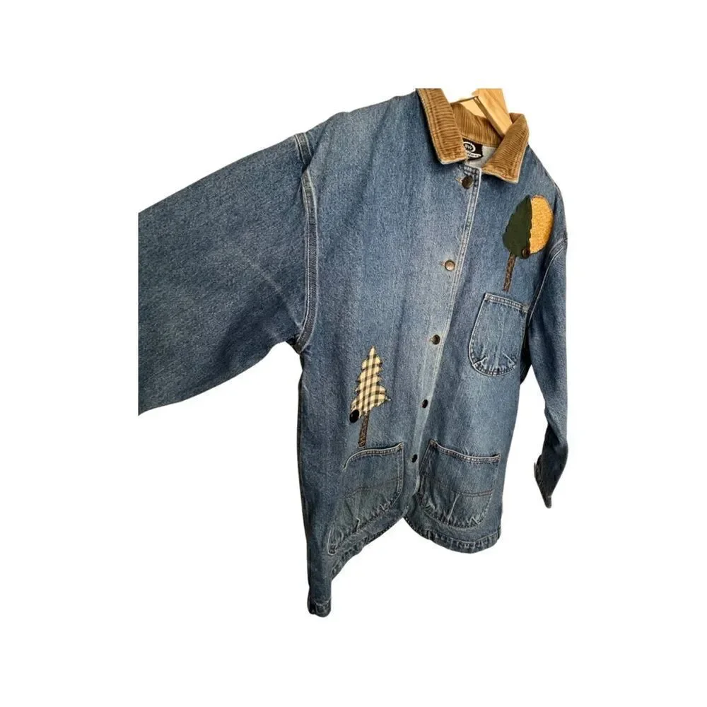 SW Shirt Wurks Hand Appliqué Outdoor Denim Jacket Sz M